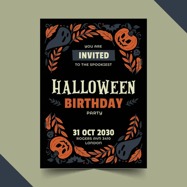 Halloween Fest Inbjudan Mall Vektor Design Illustration — Stock vektor