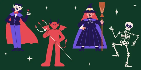 Halloween Character Elements Collection Vector Design Illustration — 스톡 벡터
