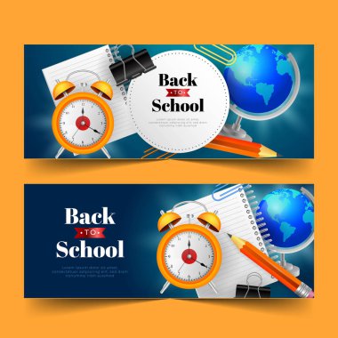 gerçekçi okul pankartları vektör tasarımı resimlemesini ayarladı