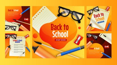 gerçekçi okul pankartları koleksiyon vektör tasarımı illüstrasyonu