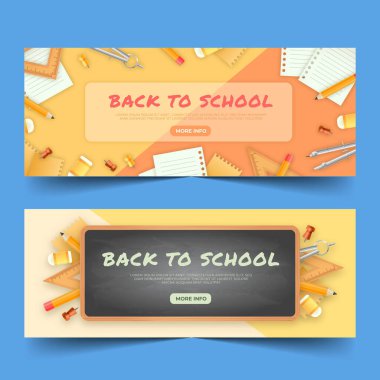 gerçekçi okul pankartları vektör tasarımı resimlemesini ayarladı