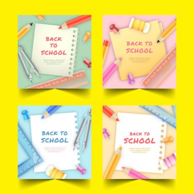gerçekçi okul pankartları koleksiyon vektör tasarımı illüstrasyonu