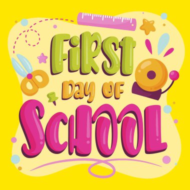 el çizimi ilk gün okul vektör tasarımı illüstrasyonu