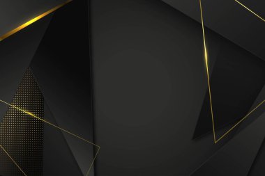Lükslü siyah örtüşen tabakalar, altın çizgili arka plan. Koyu arkaplanda gerçekçi yarım tonlu noktalar