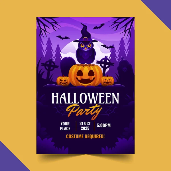 Gradient Halloween Party Invitation Template Vector Design Illustration — Stock Vector