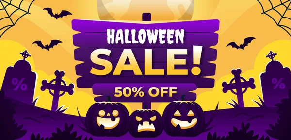 Gradient Halloween Verkauf Banner Vorlage Vektor Design Illustration — Stockvektor