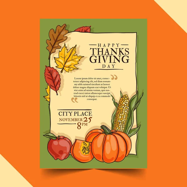 Hand Getekend Thanksgiving Verticale Poster Template Vector Ontwerp Illustratie — Stockvector