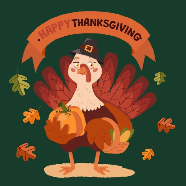 Hand Drawn Thanksgiving Vector Design Illustration — Stock Vector