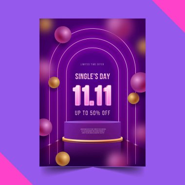 gerçekçi single 's day dikey poster şablonu vektör tasarımı çizimi