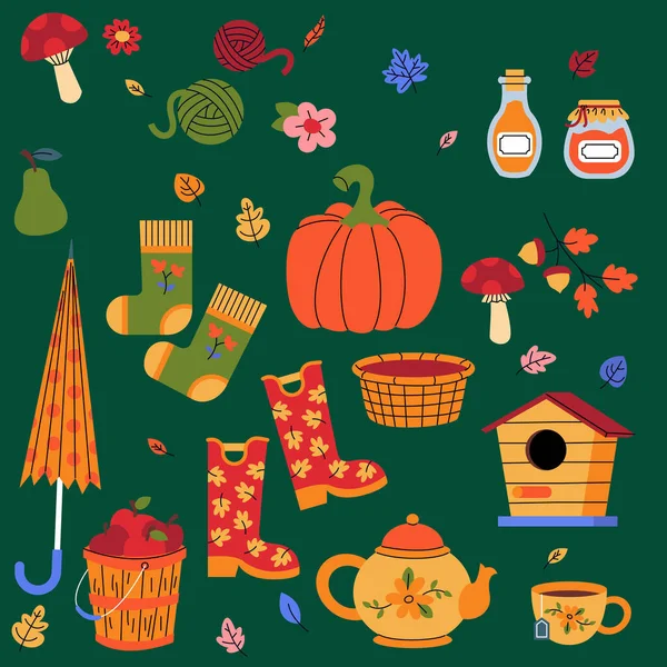 Иллюстрация Векторного Дизайна Осенних Праздников — стоковый вектор