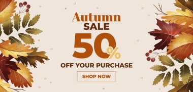 suluboya sonbahar kutlamaları yatay satış afişi vektör tasarım illüstrasyonu