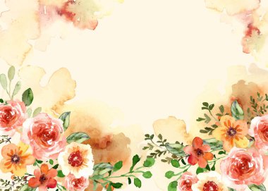 suluboya çiçek arkaplan vektör tasarımı çizimi