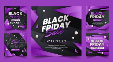 gradyan Kara Cuma bayrakları koleksiyon vektör tasarımı illüstrasyonu