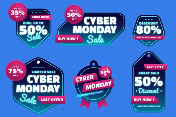 Gradient Cyber Monday Labels Collection Vector Design Illustration — Stock Vector