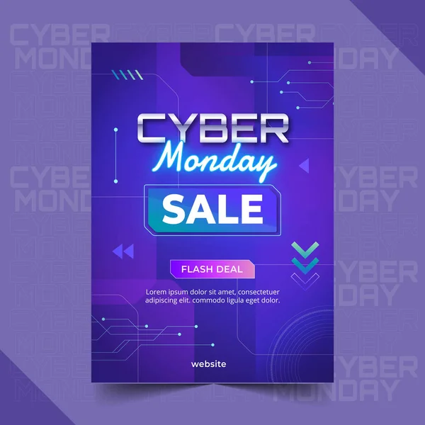 Gradient Cyber Monday Vertical Poster Template Vector Design Illustration — Stock Vector