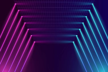 Gelecekçi neon ışıklar sahne zemin arkaplanı