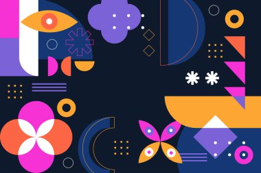 Renkli şekilli vektör tasarımı illüstrasyonuna sahip soyut arkaplan