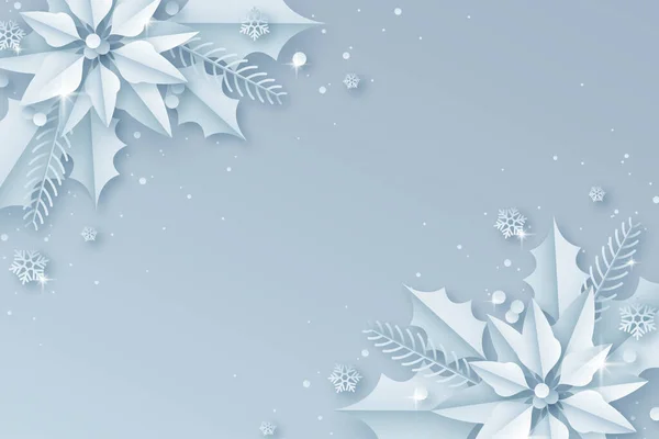 Paper Style Winter Background Vector Design Illustration — Stock Vector