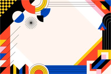 Geometrik Şekil Kombine Tasarımı ile Soyut Renkli. Tebrik Kartı, Bayrak, İniş Sayfası, Sunum Arkaplanı için Kullanılabilir