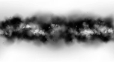 Ateşli siyah duman, kara sis bulutları ya da buhar izleri. Endüstriyel duman, fabrika veya fabrika çevresel kirlilik şeffaf arka planda izole