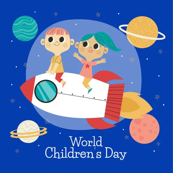 Hand Drawn Flat World Children Day Background Vector Design Illustration — Stock Vector
