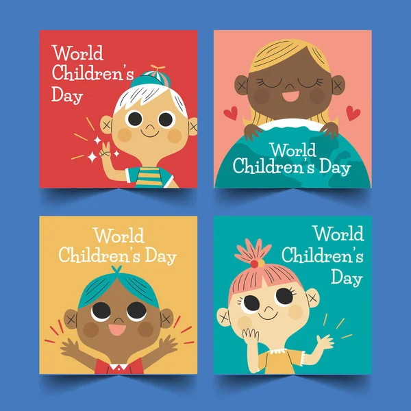 Hand Drawn Flat World Children Day Banners Collection Vector Design — Stock Vector