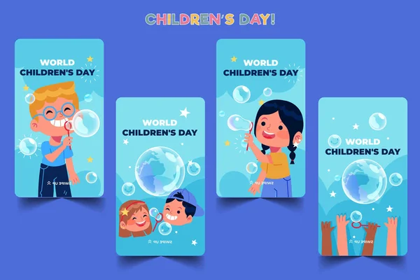 Hand Drawn Flat World Children Day Banners Collection Vector Design — Stock Vector