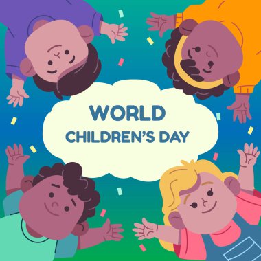 düz dünya çocuklarının gündüz vektör tasarımı çizimi