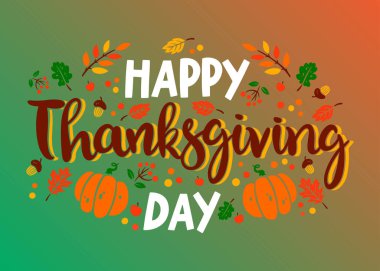 Elle çizilmiş şükran günü metin vektör tasarımı illüstrasyonu