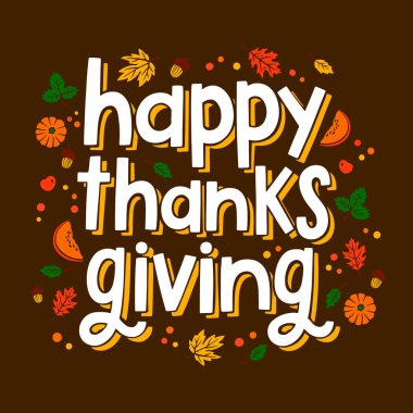 Elle çizilmiş şükran günü metin vektör tasarımı illüstrasyonu