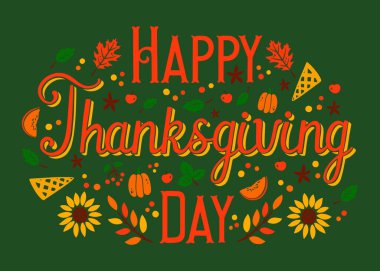 Elle çizilmiş şükran günü metin vektör tasarımı illüstrasyonu