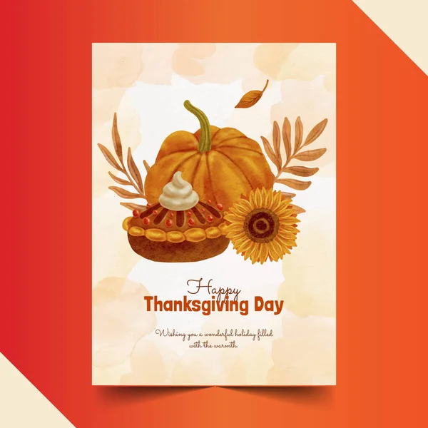 Akvarell Thanksgiving Kort Samling Vektor Design Illustration — Stock vektor