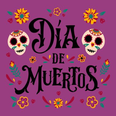 el çizimi dia de muertos harfleri vektör tasarımı illüstrasyonu