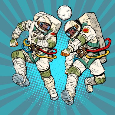 Astronotlar gezegeni top gibi oynuyorlar, spor müsabakaları, zafer için savaşıyorlar.