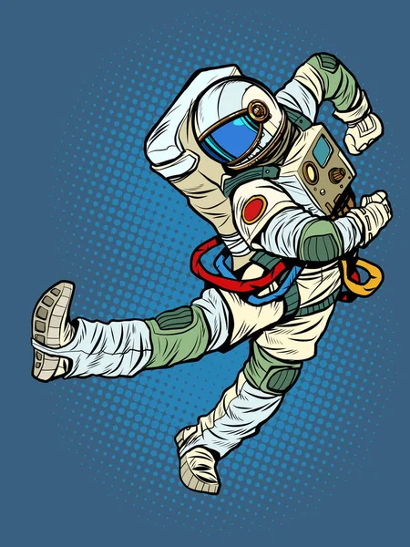 Joy dance jump La caratteristica posa emotiva di un astronauta — Vettoriale Stock