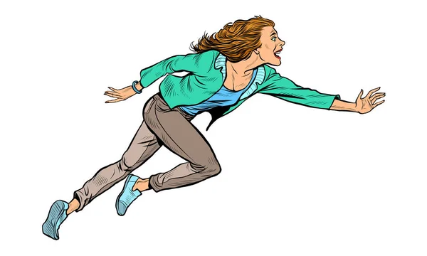 Joven mujer moderna feliz corre, estilo de vida — Vector de stock