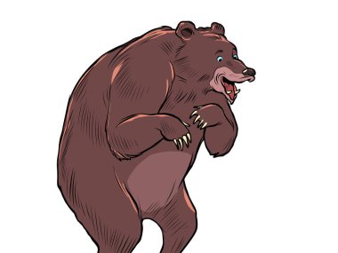 Kahverengi ayı çizgi film karakteri, komik bir yırtıcı. Tehlikeli bir hayvan. Pop Art Retro Vector Illustration 50 'li 60' lı yılların klasik tarzı