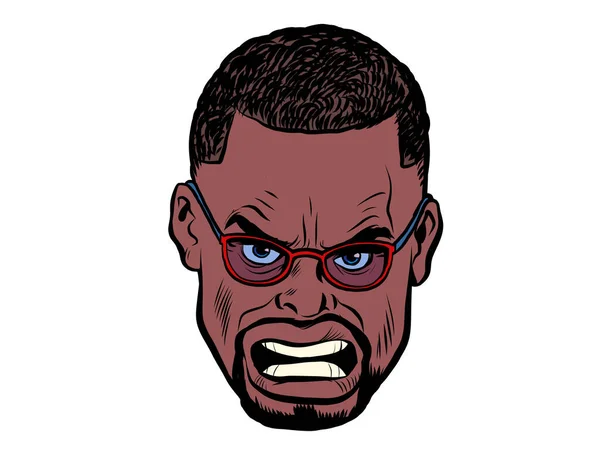 Arga Afrikanska Manliga Ansikte Mänskliga Känslor Popkonst Illustration Pop Art — Stock vektor