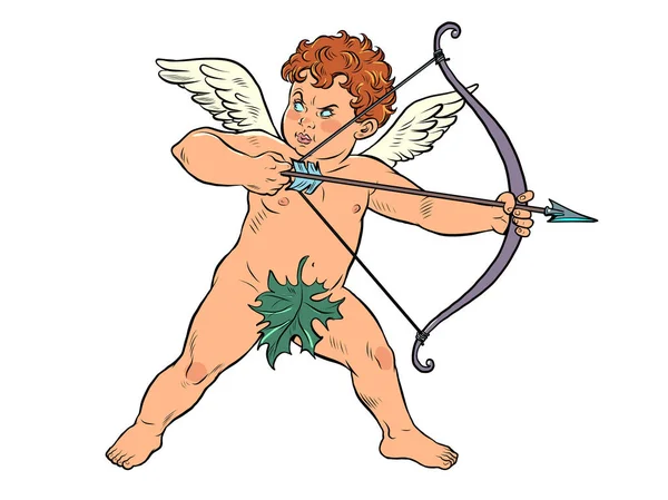 Baby Angel Cupid Bow Arrow Mythical Character Love Pop Art — Vetor de Stock