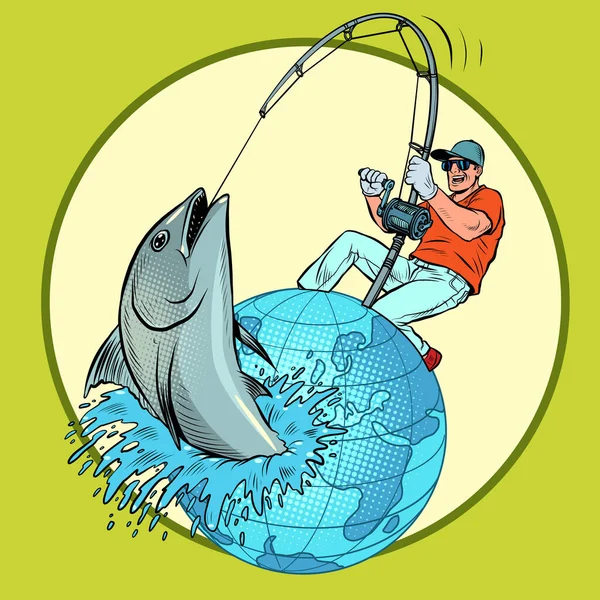 Horgászat Tonhalhalászat Hobbik Utazás Túrák Szabadtéri Kikapcsolódás Tengeri Halászat Pop — Stock Vector