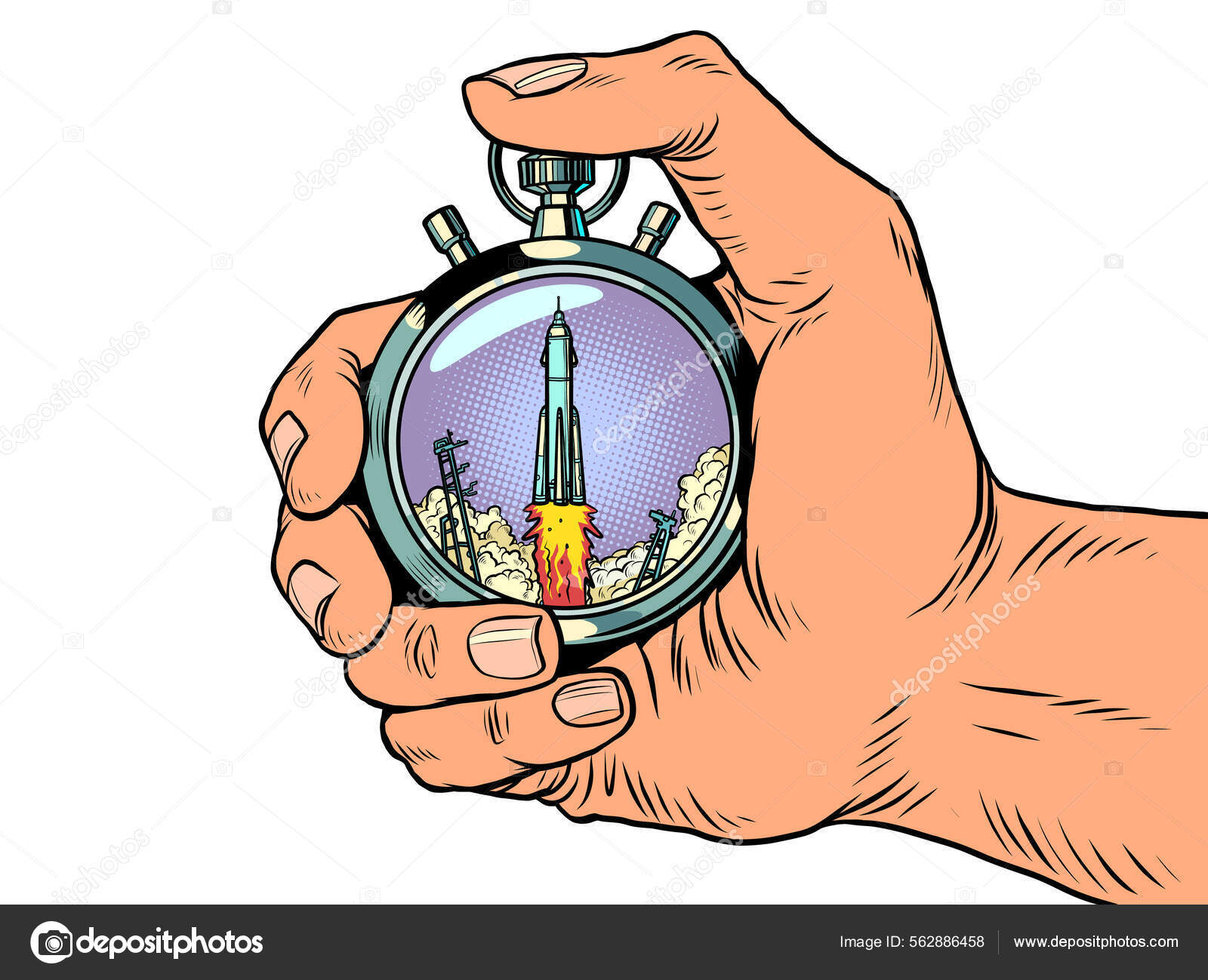 Space Rocket Launch Sports Stopwatch Speed Meter Time Clock Arrows