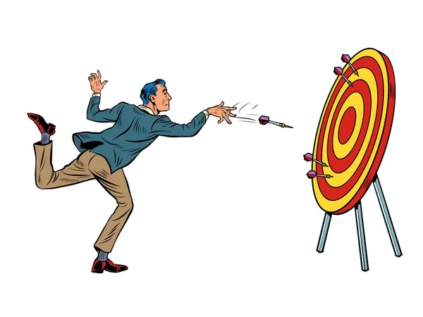 Male Businessman Target Dart Target Accuracy Competition Sports Fun Recreation — Διανυσματικό Αρχείο