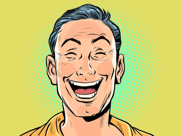 Erkek yüzü güler. Neşeli mizah arkadaşlığı mutluluk olumlu şefkat sevgi. Pop art retro vektör illüstrasyon klasikleri 50 'lerin 60' ların tarzı