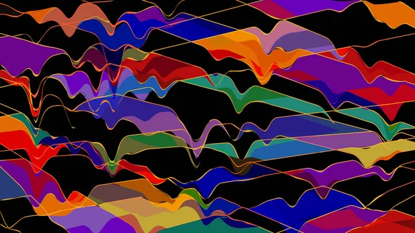 Zenei Hullám Rózsaszín Kék Neon Vonalak Geometriai Formák Virtuális Tér — Stock Vector