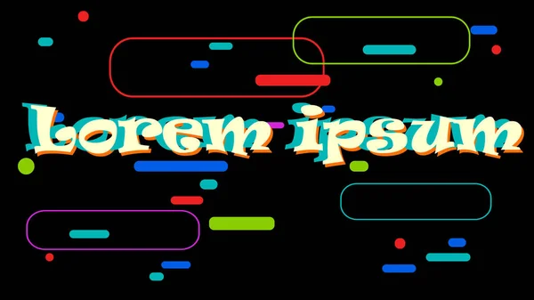 Lorem Ipsum Černý Neon Abstraktní Pozadí 80E Styl Světlé Retro — Stockový vektor