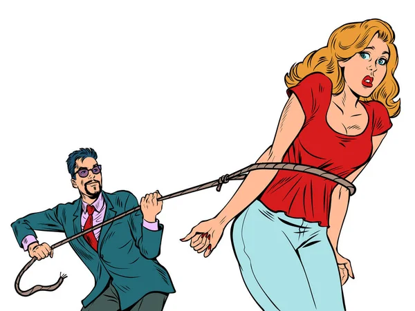 Man Lassoed Woman Husband Threw Noose His Wife Took Her — Image vectorielle