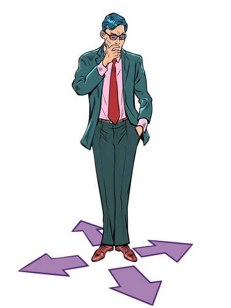 Avatar Businessman Thinking Right Left Forward Backward Computer Character Pop — Image vectorielle