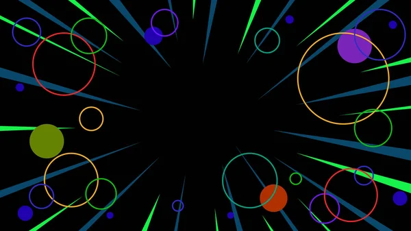 Rózsaszín Kék Neon Vonalak Körök Buborékok Geometriai Formák Virtuális Tér — Stock Vector