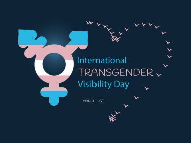 International Transgender Visibility Day vector. Transgender icon with the colors of their flag.Transgender Visibility Day poster, March 31. clipart
