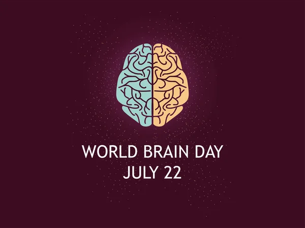 Journée Mondiale Cerveau Juillet Silhouette Cerveau Avec Les Deux Hémisphères — Image vectorielle